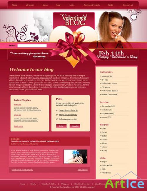 WordPress Theme: Valentine's blog