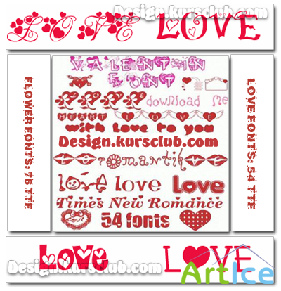 Font sets: Flower & Love fonts