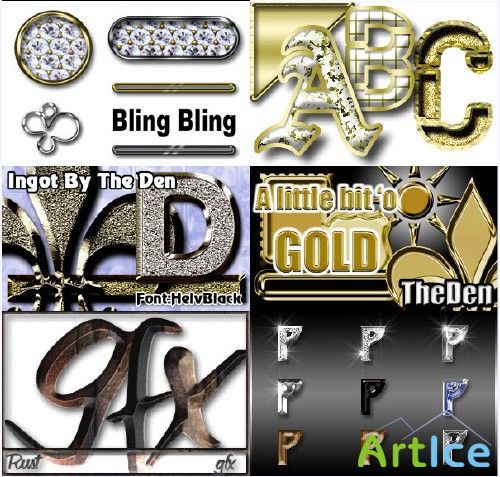 Gold, Silver & Bling Bling Photoshop Styles + Actions