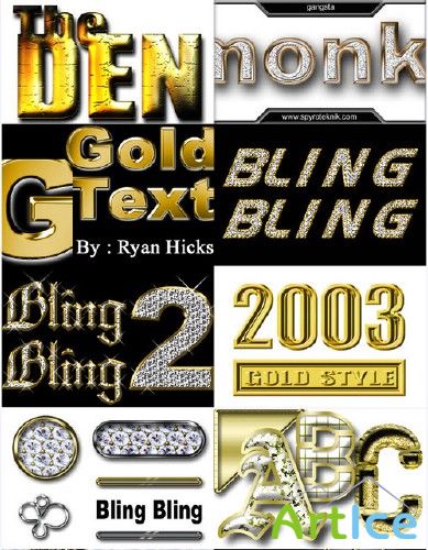 Gold, Silver & Bling Bling Photoshop Styles + Actions