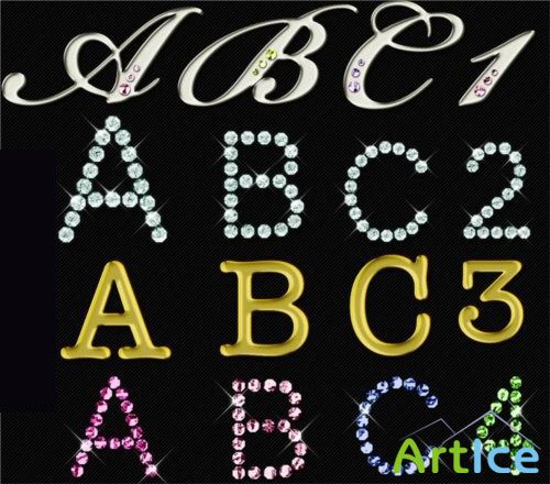 Jeweled & Gold Alphabets