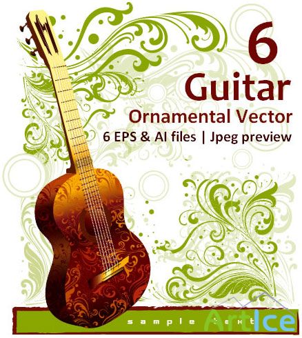 6 Guitar Ornamental Vector