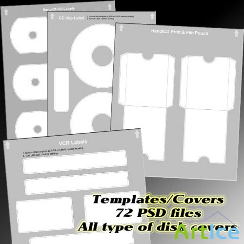 Case Labels Templates - 72 PSD disk case templates