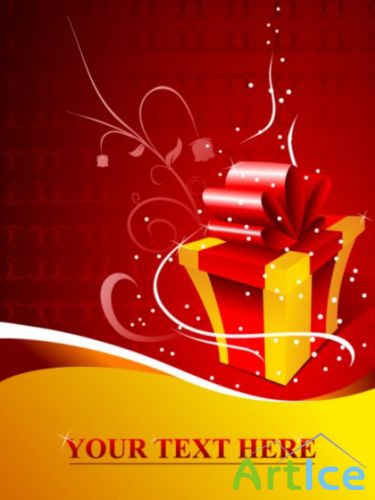 Yellow gift box with red bow