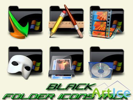 Black Folder Dock Icons