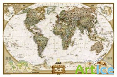 National Geographic Map: The World Antique