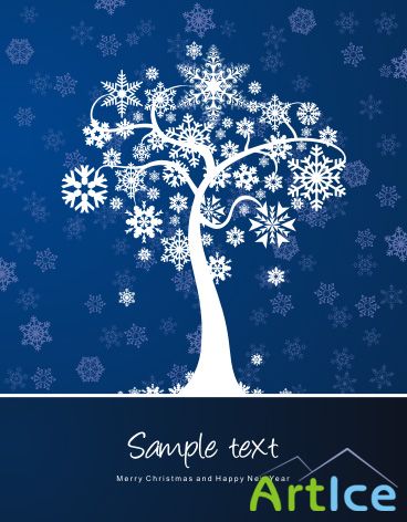 Winter Tree Card Vector