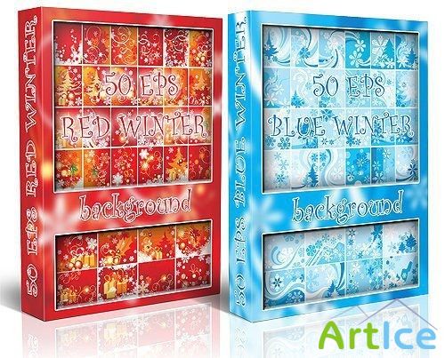Red & Blue Winter Backgrounds