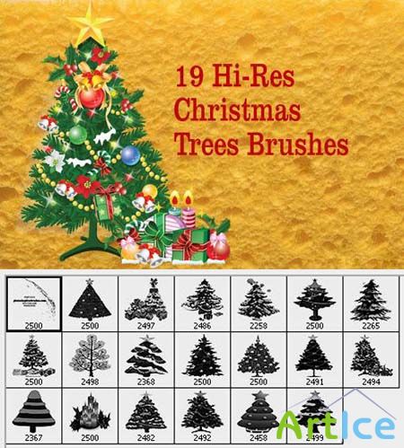 Hi-Res Christmas Tree Photoshop Brushes