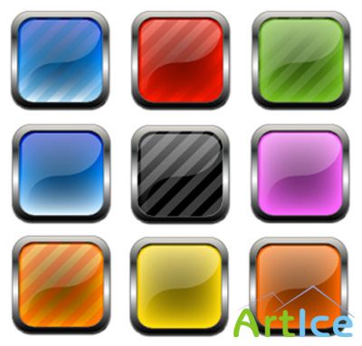 Vector Buttons and Icons  Metal and Glass