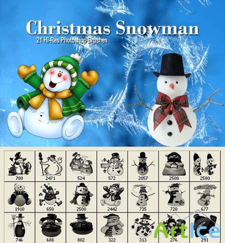 Christmas Snowman Photoshop Brushes