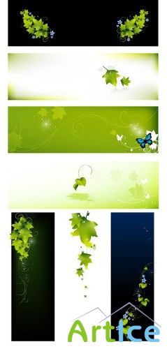 Leafy banners vector