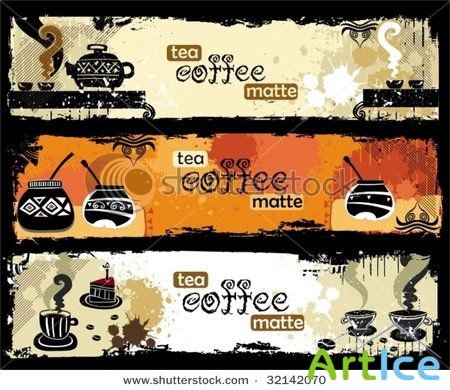 Tea coffee yerba mate vector banners