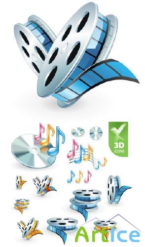 3D audio video icon