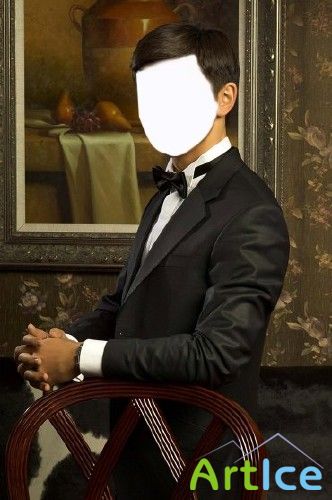 Шаблон для фотошоп – мужской портрет в интерьере