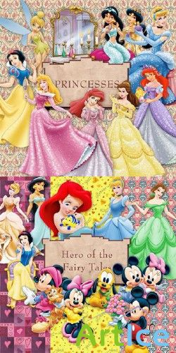 2-in-1 Disney Princesses and Mickey Mouse
