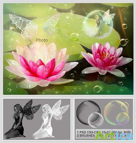 Source PSD "Magic Lilies" (brushes and styles Adobe Photoshop included)