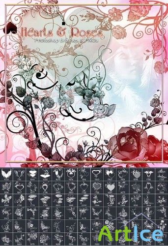 Brushes for Photoshop - Hearts and Roses
