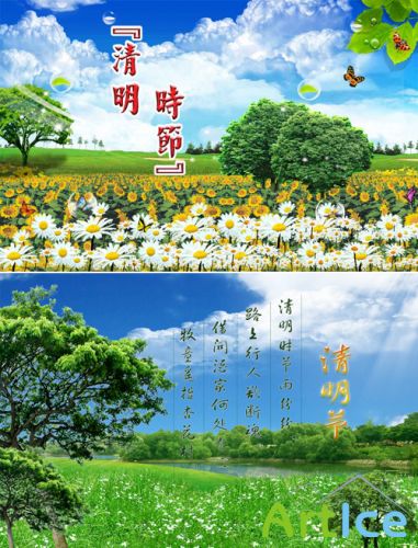 PSD templates "Flowers on the field"