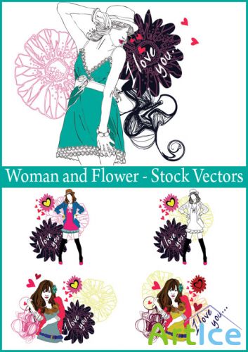 Woman and Flower - Stock Vectors