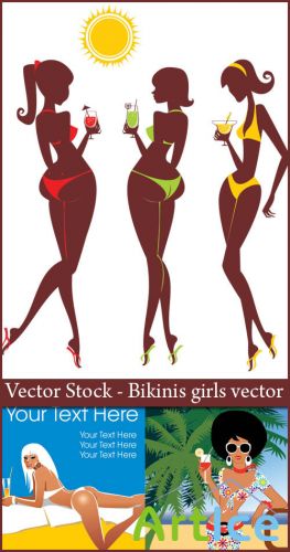 Vector Stock - Bikinis girls vector