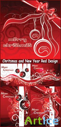 Chritsmas and New Year Red Design - Stock Vectors