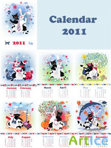 Cat & rabbit calendar