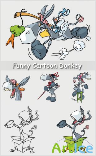 Funny Cartoon Donkey - Stock Vectors