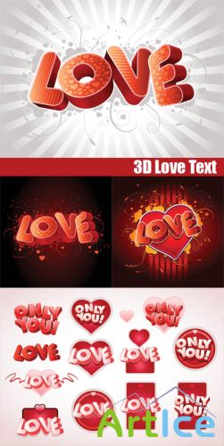 3D Love Text - Stock Vectors