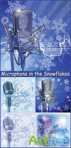 Microphone in the Snowflakes - Stock Vectors