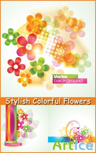 Stylish Colorful Flowers - Stock Vectors