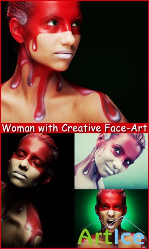 Woman with Creative Face-Art - Stock Photos