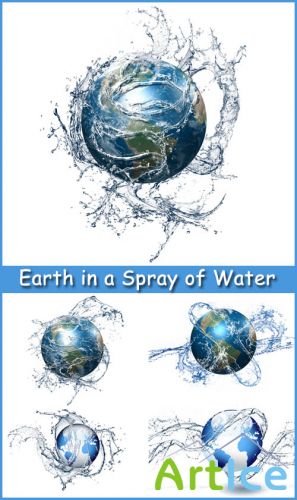 Earth in a Spray of Water - Stock Photos