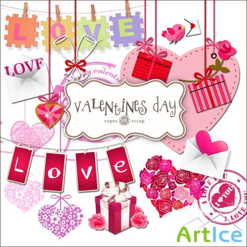 Scrap-kit - Valentines Day Set Elements