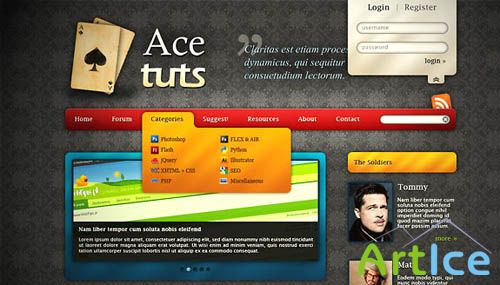 Ace Tuts Blog template (PSD)