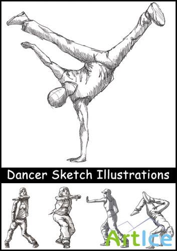 Dancer Sketch Illustrations - Stock Vectors