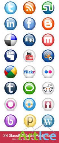 24 social media icons (PSD & PNG)