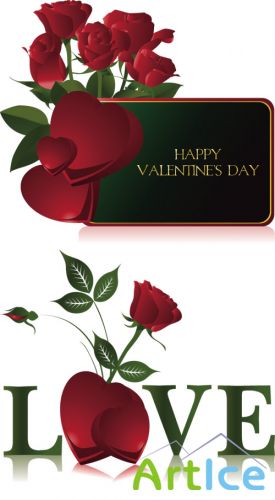 Roses and Hearts Vector
