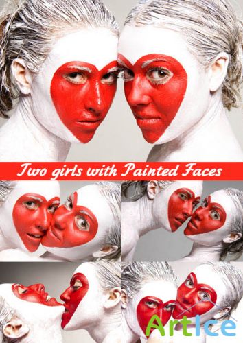 Two girls with Painted Faces - Stock Photos