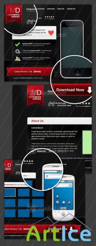 MediaLoot Mobile App Website Template PSD and PNG - RETAIL