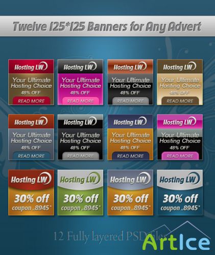 Twelve 125*125 Banner Templates - GraphicRiver