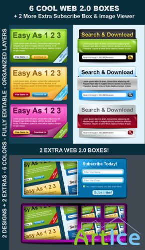 Sleek & Cool Web Boxes + 2 More Extras! - GraphicRiver