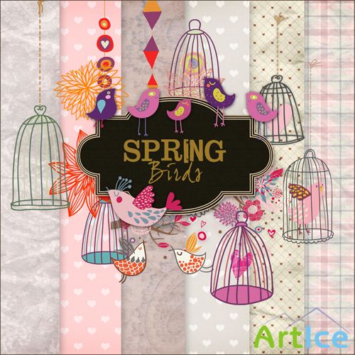 Scrap-set - Spring Birds