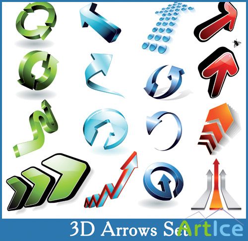 3D Arrows Set - Stock Vectors