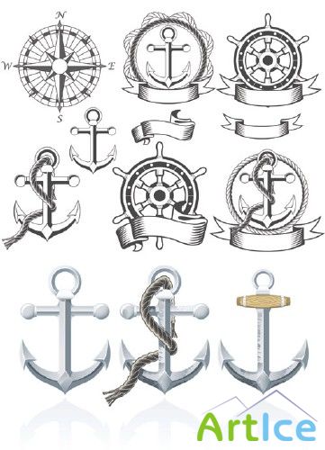 Stock Vector - Rusty Anchors Collection