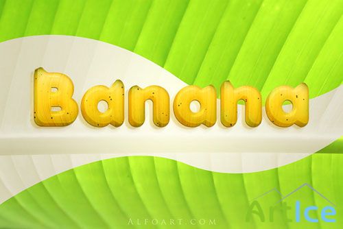 Banana style text effect PSD