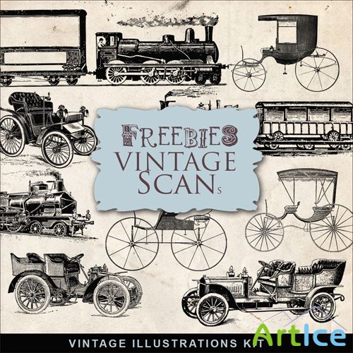 Scrap-kit - Vintage Transport Illustrations