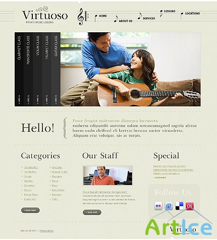 Virtuoso Music Website Free Template
