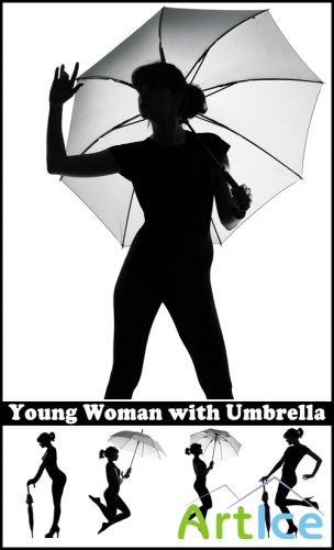 Young Woman with Umbrella - Stock Photos