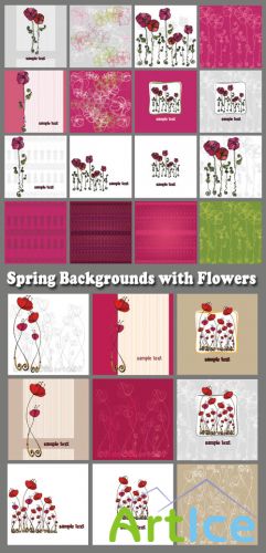 Spring Backgrounds with Flowers - Stock Vectors